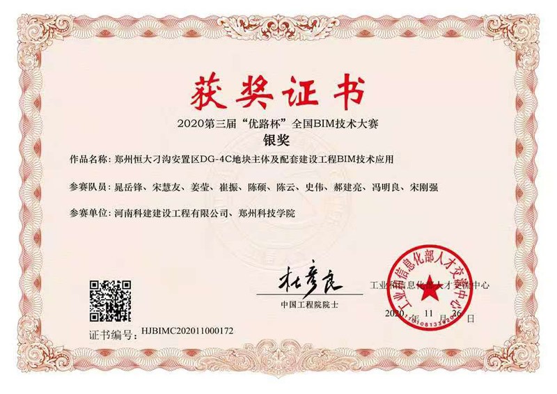 郑州恒大刁沟安置区DG-4C地块主体及配套建设乐玩LW公司_乐玩lewin|官网
BIM技术应用（银奖）